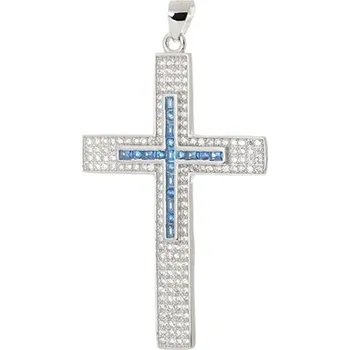Přívěsek Stříbrný přívěšek kříž se zirkony STRZ0902F