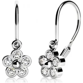 Náušnice Couple, Dětské náušnice Karsin v bílém zlatě se zirkony, 5381020-0-0-1