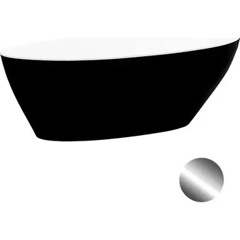 Vana Besco Volně stojící vana z litého mramoru Goya BW 140x62 (160x70, 170x72) Barva: Bílá/černá, Rozměry (cm): 160x70,5, Typ a barva výpustě: Click-Clack s horním čištěním, chrom