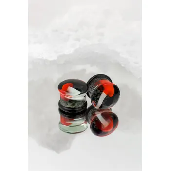 Náušnice Atreya Skleněný plug s červenou houbou Velikost: 6 mm