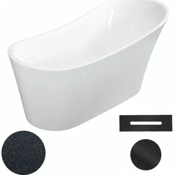 Besco Akrylátová volně stojící vana Calima Glam G 170x74 Barva: Bílá/grafit, Rozměry (cm): 170x74, Typ a barva výpustě: Click-Clack s přepadem, černá