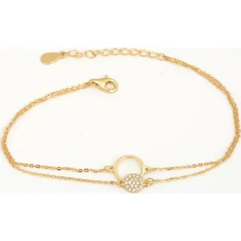 Náramek Dámský stříbrný pozlacený náramek se zirkony 17-20 cm STNA0575F