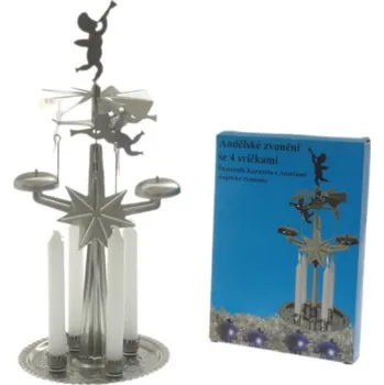 Vánoční svícen Andělské zvonění, 4 svíčky, stříbrné