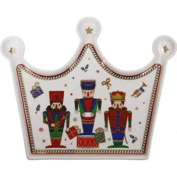 Vánoční porcelánový tác Lo Schiaccianoci ve tvaru korunky 21x16,5cm BRANDANI (barva - porcelán, barevné)