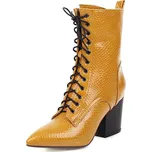 Texturované polokozačky s úzkou špičkou GoodDayGirl Fashion Barva: Žlutá, Velikost: 37