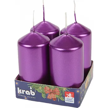 Svíčka Krab Brno Adventní válec 60 x 80 mm metalická fialová