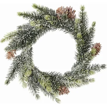 umělá květina Gasper Smrkový věnec se sněhem P.25 cm zelený