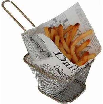 Jednorázové nádobí Kapsa papírová Snacking pocket 13x13,5cm - potisk noviny/ 1000ks