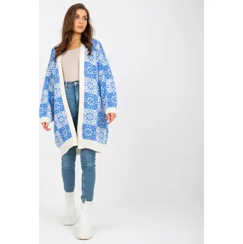 Dámský svetr Pletený kabátek Rue Paris modrý se vzorem EU velikost: Univerzální
