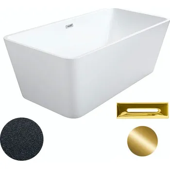 Vana Besco Akrylátová volně stojící vana Evita Glam G 160x80 Barva: Bílá/grafit, Rozměry (cm): 160x80, Typ a barva výpustě: Click-Clack s přepadem, zlatá