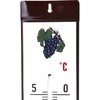 Domácí teploměr Venkovní teploměr smaltovaný, Hnědobílý 500x95 mm, Modrý hrozen