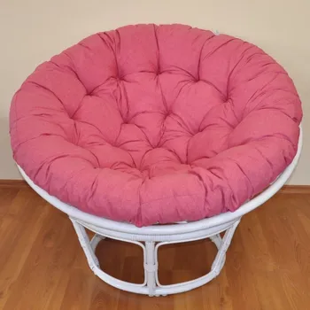 Papasan Nábytek PEGAS Ratanový papasan 100 cm bílý, polstr malinový melír