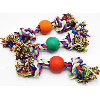 Hračka pro psa Hračka uzel bavlna s míčkem z tvrdé gumy cca 25cm 10ks, mix barev