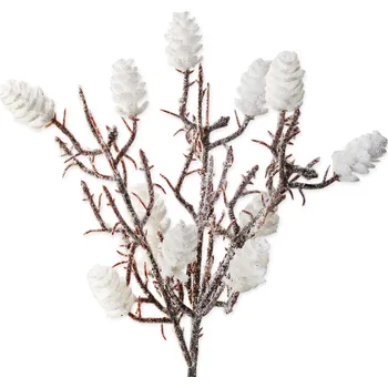 umělá květina Větvička vánoční pvc 25cm bílá (787450)