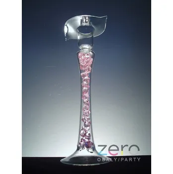 Svícen Svícen skleněný s krystaly na svíčku - transp.