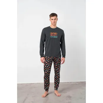 Pánské pyžamo Luxusní pánské pyžamo Vamp 17615 Barva: TMAVĚ ŠEDÁ, Velikost: XXL