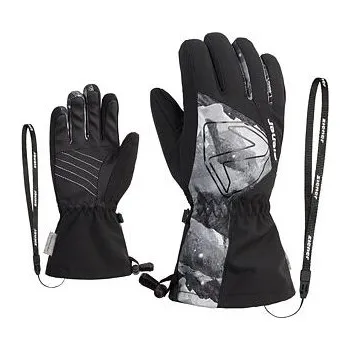 Dětské zimní rukavice Ziener Laval AS AW Jr black grey mountain print - prstové s poutkem velikost rukavic 4 roky (3)