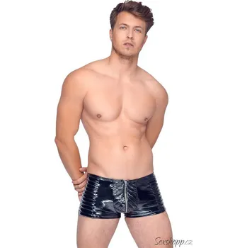 Pánské erotické prádlo Lakované prošívané boxerky se zipem, L