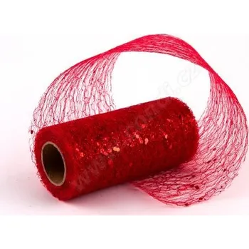 Stuha Stuha fibre třpyt 4 cm, 4,6 m, červená