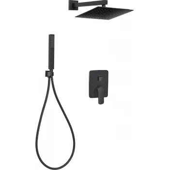 Vodovodní baterie Invena Siros, podomítková sprchová sada s 2-výstupovým tělesem, černá matná, INV-BS-90-010-A