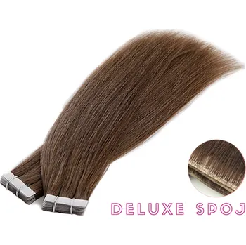 Deluxe neviditelné vlasové PU pásky tape in na prodlužování vlasů 50cm 08 - světle hnědá