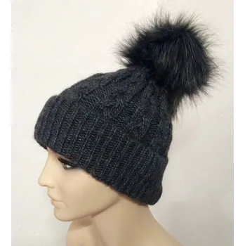 Rukavice Dámská čepice s bambulí CP3434B - tmavě šedá