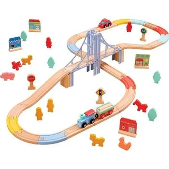 Dřevěná hračka GO Play Dřevěná Vláčkodráha 60 dílů