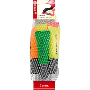 Zvýrazňovač Zvýrazňovač STABILO NEON, 5ks v síťce