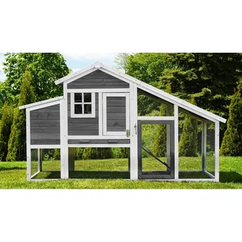 Kurník pro 6 slepic s velkým výběhem, krásné zpracování. Santorini šedý, 190x62x95cm.