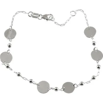 Náramek ŠPERKY-NM, Zlatý dámský náramek penízky v bílém zlatě 1560 Délka náramku: 17 cm