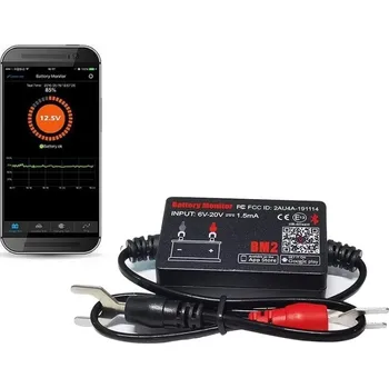 Tester autobaterie BM2 Bluetooth 4.0 tester baterie, kontrola stavu baterie 12V (6-20V) (QUICKLYNKS BM2 tester baterií s bluetooth)