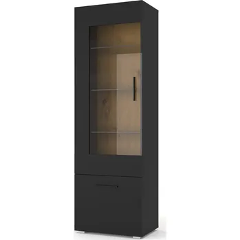 Obývací stěna BIM Vitrína ANETTE stojací černý mat, dub artisan