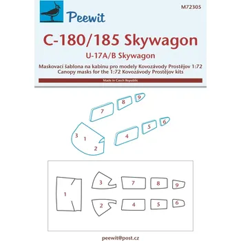 Plastikový model Peewit 1/72 Canopy mask C-180/185 / U-17 Skywagon (AZ)