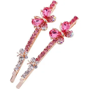 Souprava šperků B-TOP Sada sponek do vlasů ve tvaru MOTÝL - růžová