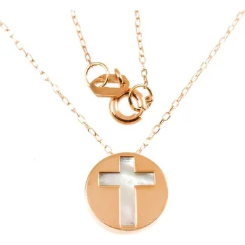 Náhrdelník ŠPERKY-NM, Zlatý dámský náhrdelník s křížkem růžové zlato 886 Délka náhrdelníku: 45 cm