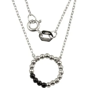 Náhrdelník ŠPERKY-NM, Náhrdelník s černými kamínky 1023 bílé zlato Délka náhrdelníku: 45 cm