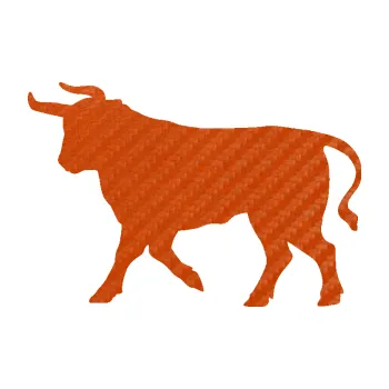 Samolepící dekorace Býk 011 levá (54 - 3D karbon oranžový) SAMOLEPKA NA AUTO, NÁLEPKA, FÓLIE, POLEP, TUNING, VLASTNÍ TEXT, TISK, AUTOSAMOLEPKY.cz, POLEPY, OBRÁZEK, LOGO, 3D STICKERS