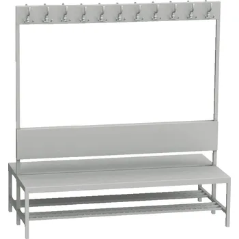 Šatní lavice do prostoru - s opěradlem a věšáky - oboustranná ŠL 1500/V2 SV