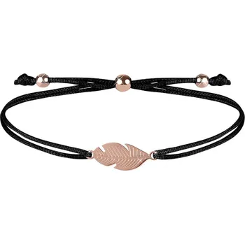 Náramek Troli Šňůrkový náramek s peříčkem černá/bronzová + 2 měsíce na vrácení zboží