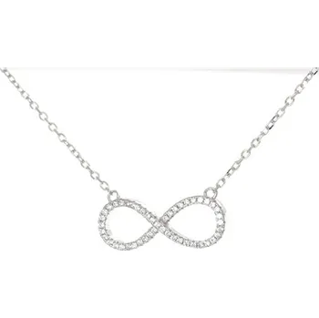 Náhrdelník Dámský stříbrný náhrdelník nekonečno se zirkony STNAH096F