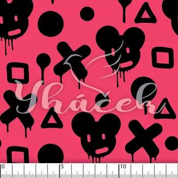 Zakázkový tisk, softshell, kočárkovina... Graffiti mickey na růžové Látky k tisku: Softshell letní