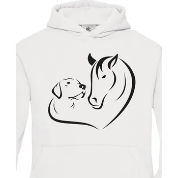 Dívčí mikina Dětská mikina Srdce kůň a pes, Barva Bílá, Velikost 110-116, Canvas Dětská mikina Bezvatriko.cz 0881