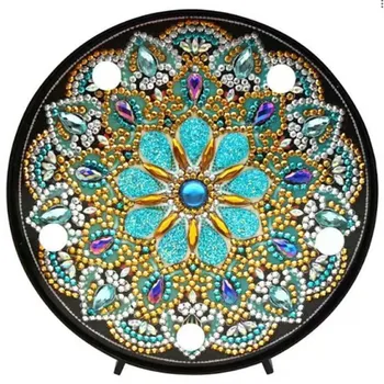 Diamantové malování Diamantové malování LED lampička mandala 15 cm zlatá/stříbrná