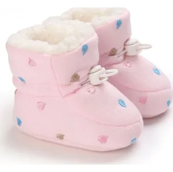 Dětská sálová obuv Krásné capáčky s kožíškem - huculky Barevná varianta: Růžové s lístky, Velikost: 13-18 m
