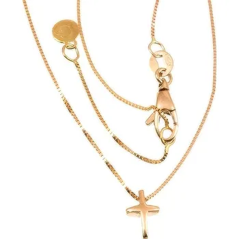 Náhrdelník ŠPERKY-NM, Zlatý náhrdelník křížek růžové zlato 866 Délka náhrdelníku: 45 cm