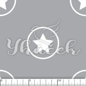 Zakázkový tisk, softshell, kočárkovina... Hvězdy větší šedé Látky k tisku: Microfirba