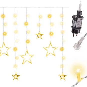 Vánoční osvětlení KiK KX5248 hvězdicový závěs 138 LED teplá bílá