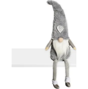 Vánoční dekorace Skřítek nohatý textil nohatý 25cm šedá (551181)