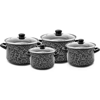 Hrnec AVSAR 8d sada hrnců smalt černá 4 ks