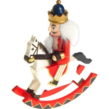 Vánoční dekorace Louskáček na koni Král červený výška 15cm (vánoční ozdoba louskáček na koni)